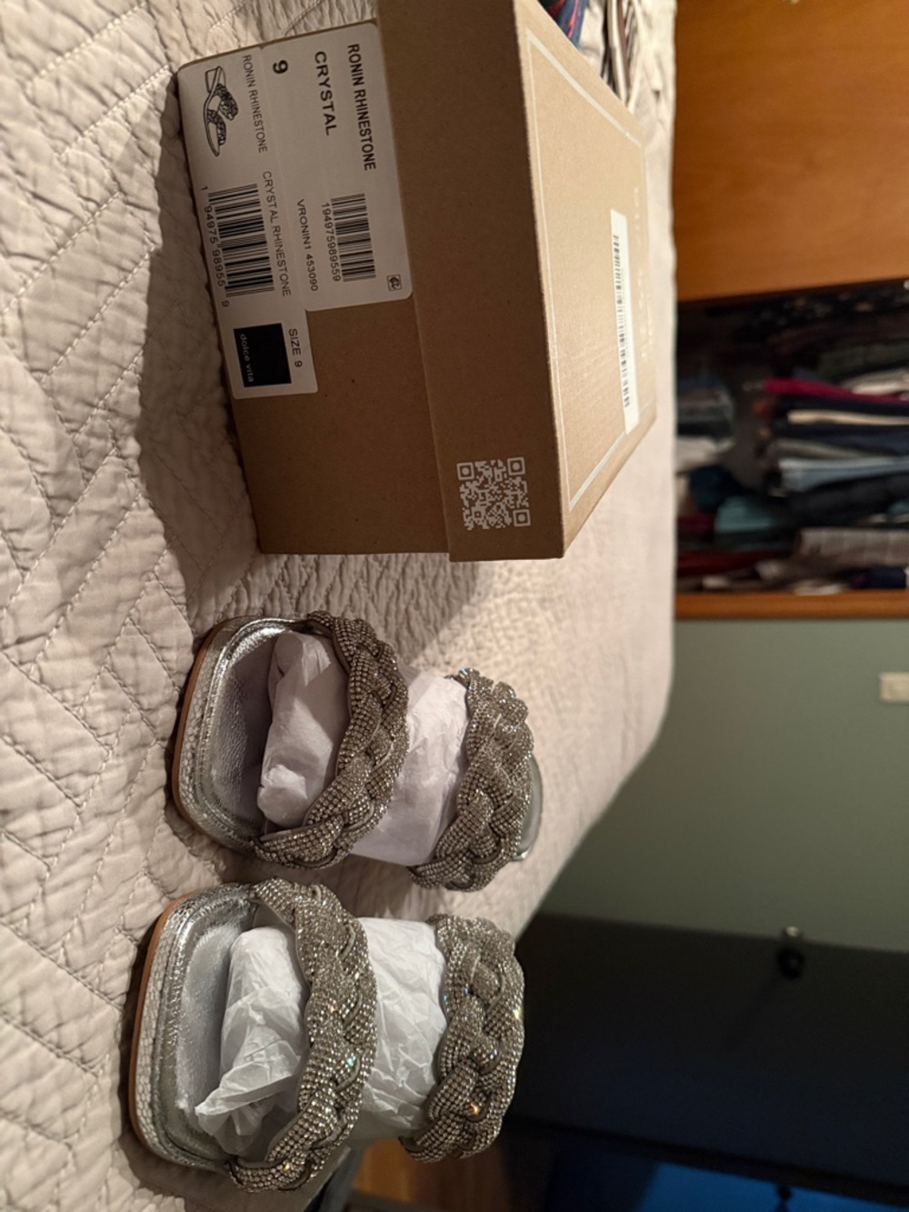 Dolce Vita Silver Braided Crystal Heels